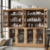 62" High Black Glass Door Wood Grain Decorative Storage Cabinet Display Cabinet, with Sufficient Space for 12 Shelves - 2 of 4