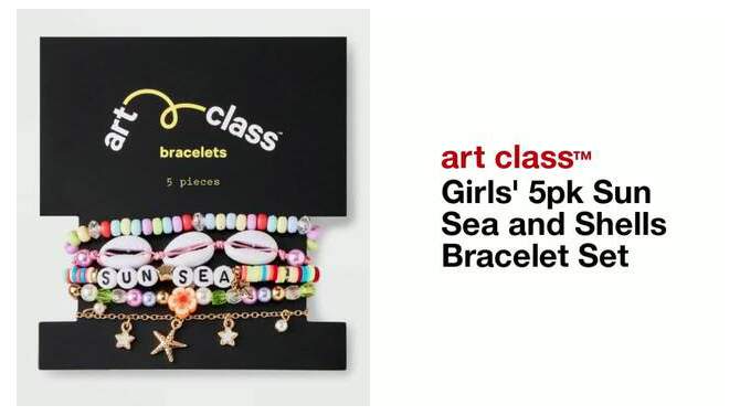 Girls&#39; 5pk Sun Sea and Shells Bracelet Set - art class&#8482;, 2 of 8, play video