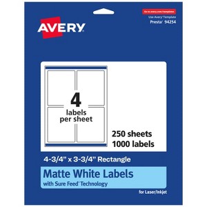 Avery Matte White Rectangle Labels, 4.75" x 3.75" - 1 of 4