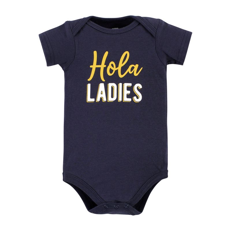 Hudson Baby Infant Boy Cotton Bodysuits, Hola Ladies 5-Pack, 3 of 8