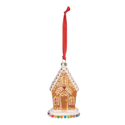 DEMDACO Gingerbread House Blown Glass Ornament Brown