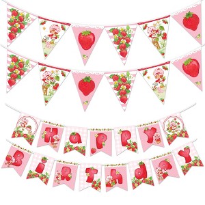 Treasures Gifted Strawberry Shortcake (1) Birthday Banner & (2) Pennants Kit - Strawberry Shortcake Party Supplies - 1 of 4