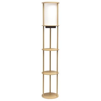 62.5" Round Modern Shelf Etagere Organizer Storage Floor Lamp with 2 USB Charging Ports and 1 Charging Outlet - Simple Designs