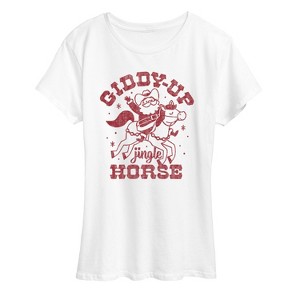 Women's - Instant Message - Giddy Up Jingle Horse Short Sleeve Graphic T-Shirt - 1 of 4