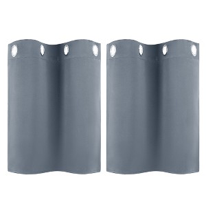 Unique Bargains Short Blackout Polyester Fiber Curtains 2 Panels - 1 of 4