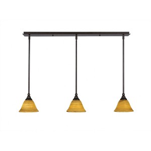 Toltec Lighting Any 3 - Light Chandelier in  Bronze with 7" Firré Saturn Shade - 1 of 1