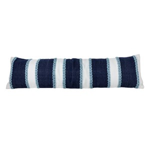 12X46 Inch Hand Woven Navy, Light Blue & White Striped Outdoor Pillow Polyester With Polyester Fill by Foreside Home & Garden - 1 of 4