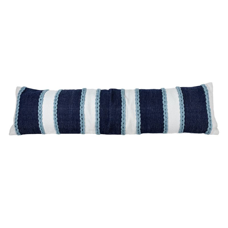 12X46 Inch Hand Woven Navy, Light Blue & White Striped Outdoor Pillow Polyester With Polyester Fill by Foreside Home & Garden, 1 of 6