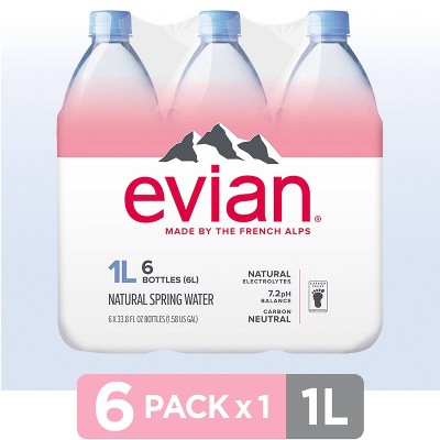 Evian Natural Spring Water Bottles - 6pk/33.8 fl oz