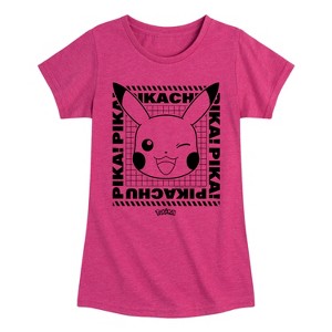 Girls' - Pokémon - Pikachu Wink Face Fitted Short Sleeve Graphic T-Shirt - 1 of 4
