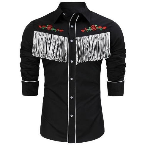 Mens cowboy shirt with fringe clearance