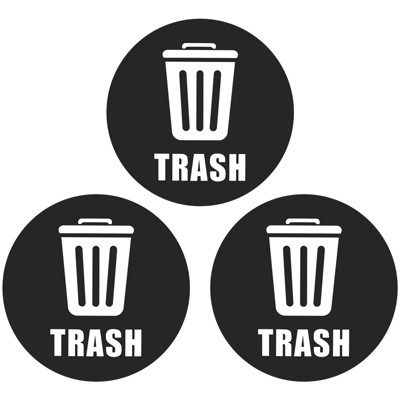 Unique Bargains Stainless Steel Plastic Trash Can Labels Large Vinyl Trash Stickers Decals