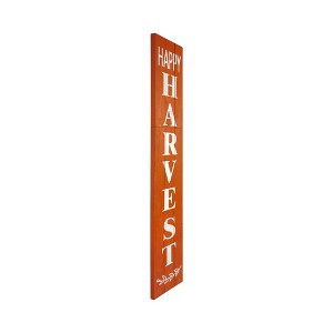 HomeRoots 72" Orange And White Solid Wood Happy Harvest Porch Sign - 1 of 4