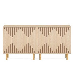 Resenkos Sideboard Buffet, Kitchen Storage Cabinet,Modern Sideboard Buffet, 59" Wood Storage Cabinet with Doors,Natural & Gold Brown - 1 of 4