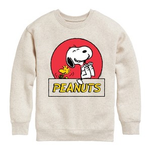 Boys' - Peanuts - Snoopy Woodstock Circle Graphic Long Sleeve Fleece Sweatshirt - 1 of 4