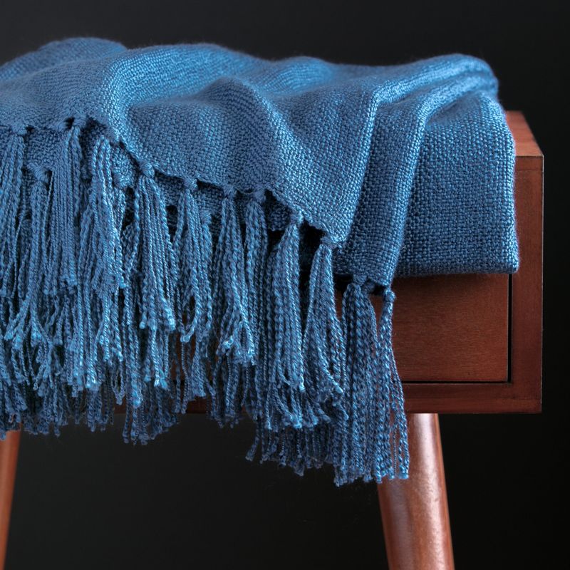 Chanasya Silky Textured Solid Decorative Throw Blanket with Tassels, 2 of 11