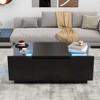 PAGED Modern Spliced Glass Top Coffee Table with Storage Drawers & High-Gloss Finish,Functional Open Storage Center Table for Living Room,Bedroom - 3 of 4