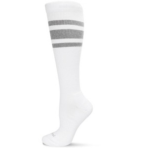 Memoi Unisex Striped Athletic Cushion Sole Knee High Cotton Blend 15-20mmHg Graduated Compression Socks - 1 of 4