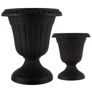 2pk Outdoor Planter Large Small Urn Planters Plastic Plant Pots Indoor Outdoor - 1 of 4