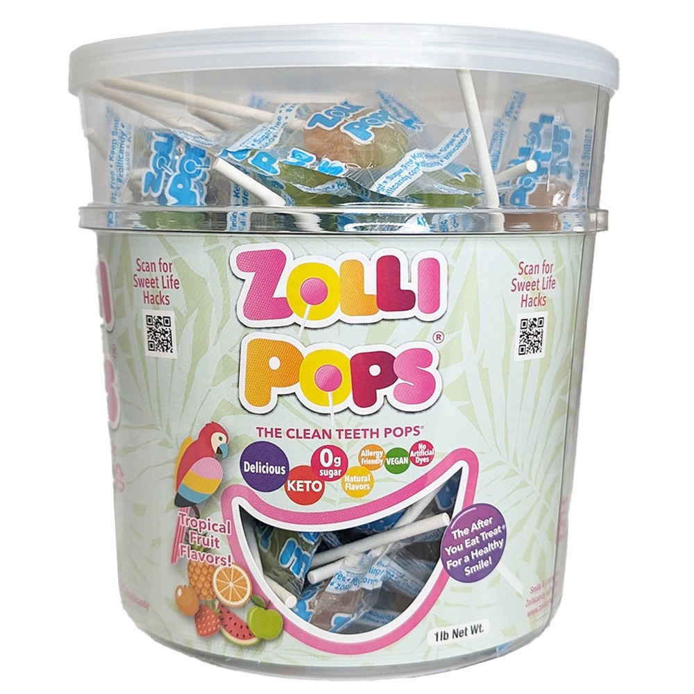 Zolli Pops Tropical Sugar Free Lollipops Candy - 16ct