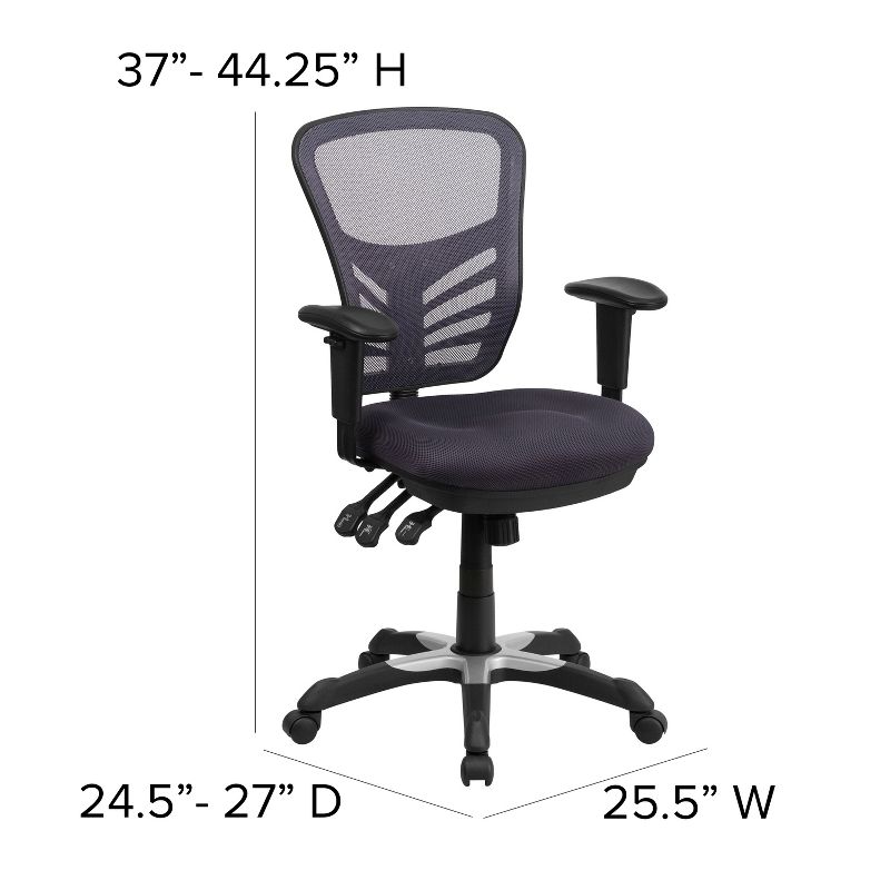 Flash Furniture Mid-Back Mesh Multifunction Executive Swivel Ergonomic Office Chair with Adjustable Arms, 4 of 12