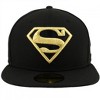 Adult Superman Gold Logo Black Colorway New Era 59Fifty Fitted Hat - 2 of 4