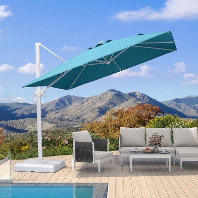 PURPLE LEAF Patio Umbrella White Cantilever Offset Umbrella Square Outdoor Umbrella with 360-degree Rotation for Garden Deck Pool