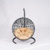 Indoor & Outdoor Hanging Wicker Cat Bed with Stand and Cushion, Egg Chair Style Swing for Small Pets – The Pop Home - 2 of 4
