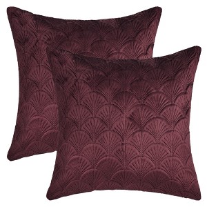 REGALWOVEN Velvet Solid Decorative Scallop Texture Modern Pillowcases 2 Pcs - 1 of 4