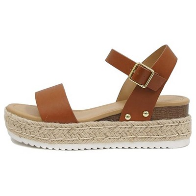 Soda CLIP Women's Open Toe Ankle Strap Platform Espadrille Sandals