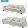 KWPZQEB 114" Modular Sofa, Modern Linen Fabric Couches with Console, 2 Cup Holders & 3 USB Ports, 4 Seat Upholstered Sofa for Living Room, Apartment - 3 of 4