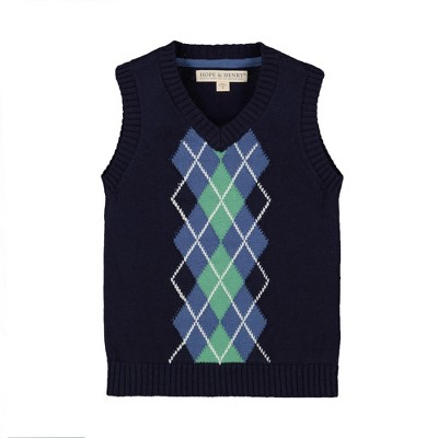 Sweater Vest Boys Navy Argyle Knit V Neck Pullover Kids Size 4 5 6 7 White New 