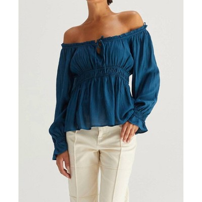 Women's Long Sleeve Baby Doll Top - CRESCENT