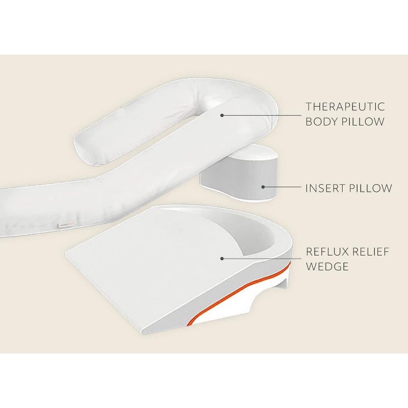MedCline Acid Reflux and GERD Relief Bed Wedge and Body Pillow System Bundle with Extra Set of Cases, Removable Cover, Size Large, 4 of 9