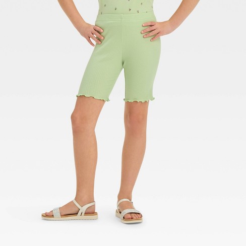 Girls Ribbed Stretch Bike Shorts Cat Jack Light Olive Green Xxl Target