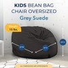 Ultimate Sack Kids Bean Bag Chair, Oversized Comfortable Indoor Floor Lounger, Giant Foam-Filled Furniture for Relaxing, Grey Suede - 2 of 4