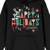 Looney Tunes Happy Holidays With Characters Women's Black Graphic Hoodie - 2 of 3