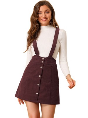 Allegra K Women s Corduroy A line Decor Button Front Mini