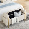 Elegant Upholstered Linen Storage Bench with Cylindrical Arms and Iron Legs for Hallway Living Room Bedroom-Cuddlewood - 3 of 4