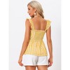 INSPIRE CHIC Women's Summer Square Neck Sleeveless Plaid Gingham Peplum Top - 3 of 4