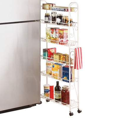 Collections Etc Slim Rolling Pantry 6 Tier Shelf 24.5 X 6.25 X 55.25 ...