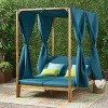 Kinzie Outdoor 2 Seater Adjustable Acacia Wood Daybed with Curtains - Teak/Blue - Christopher Knight Home: Patio Furniture, UV & Water-Resistant - 2 of 4