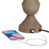 Regency Hill Avery Traditional Table Lamps 25" High Set of 2 Faux Wood with USB Charging Port LED Touch On Off Ivory Shades for Living Room Home Desk - 2 of 4