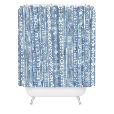 Schatzi Modern Mudcloth Light Shower Curtain Blue - Deny Designs