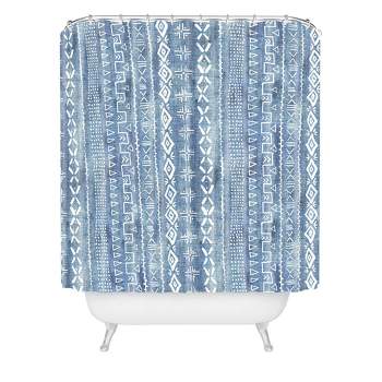 Schatzi Modern Mudcloth Light Shower Curtain Blue - Deny Designs