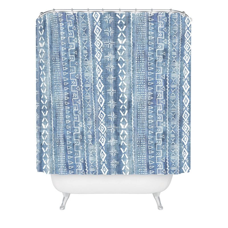 Schatzi Modern Mudcloth Light Shower Curtain Blue - Deny Designs, 1 of 6