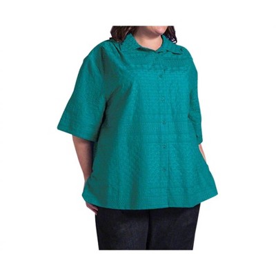 Women's Cotton Short Sleeve Peony Shirt - Plus - On The Plus Side