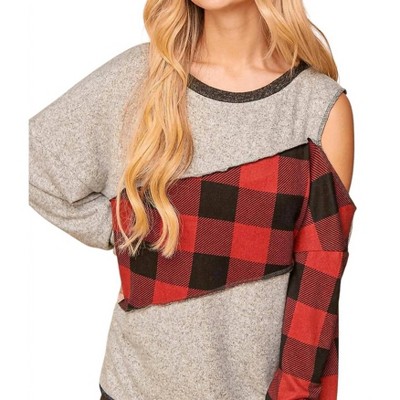 Women's ASYMMETRICAL COLD SHOULDER SWEATER - Haptics
