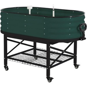 Oval Galvanized Raised Garden Bed Kit with Zippered PVC Cover, Easy Assembly, Thick Metal Outdoor Planter Box for Vegetables, Flowers, Patio Gardening - 1 of 4