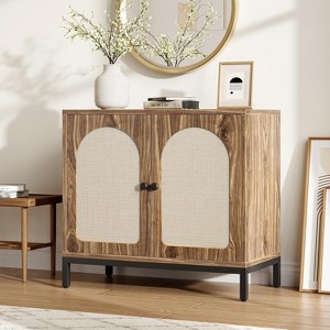 Rattan Sideboard Buffet Cabinet, Kitchen Storage Cabinet with Rattan Doors and Adjustable Shelf for Living Room, Hallway - 1 of 4